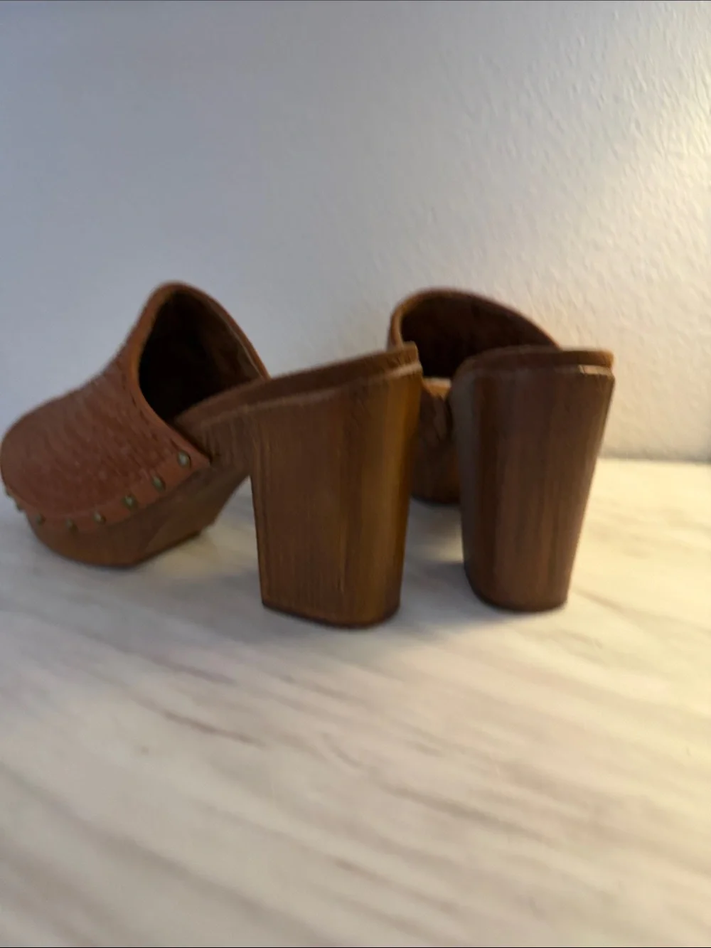 White Mountain Woven Platform Mule Heels